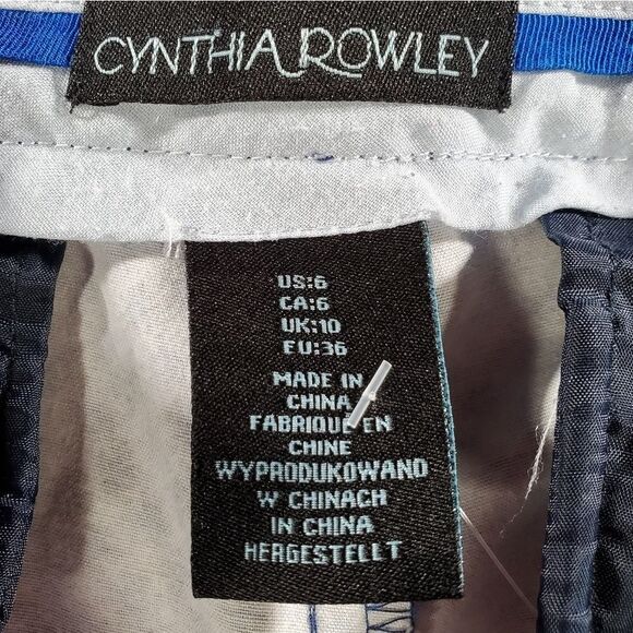 🔹️Anthropologie Cynthia Rowley Blue & White Print Ankle Crop Pants Size 6/28 - Picture 6 of 7